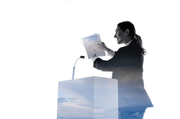 Politician speeches on a white background