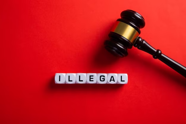 The word "illegal" made of cubes on a red background